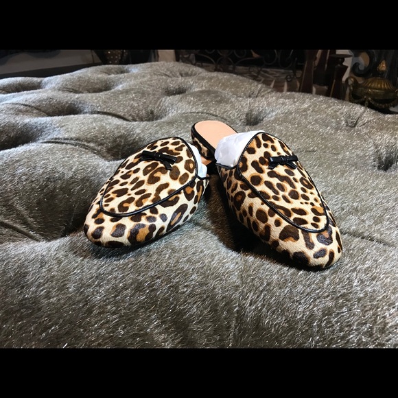 J CREW LEOPARD PRINT CALF HAIR MULES NIB. - Picture 2 of 8